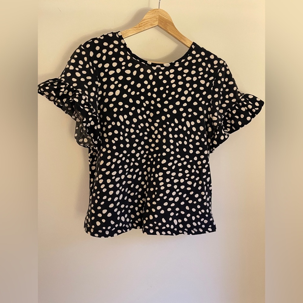 Who‎ What Wear Black and White Polka Dot Blouse - Picture 2 of 4